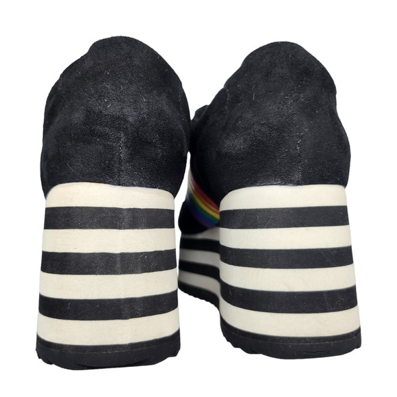 Charla Tedrick Dolls Kill Shoes 6 Black Rainbow Striped Platform Sneakers LGBTQ - Picture 8 of 12